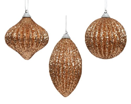 Decoris Kerstbal schuim - karamel bruin - Ø 8 cm - afbeelding 1