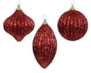 Decoris Kerstbal schuim - kerstrood - Ø 8 cm - afbeelding 1