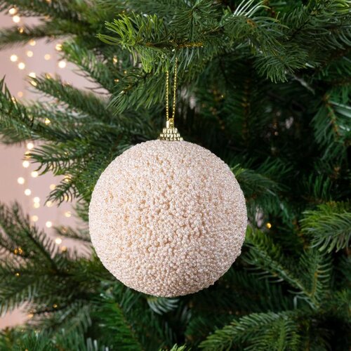 Decoris Kerstbal schuim - parel - Ø 10 cm - afbeelding 2