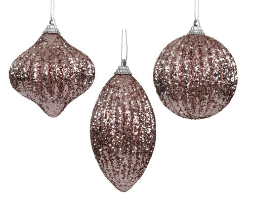 Decoris Kerstbal schuim - poederroze - Ø 8 cm - afbeelding 1