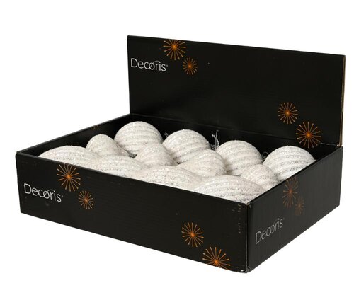 Decoris Kerstbal schuim - winterwit - Ø 8 cm - afbeelding 2