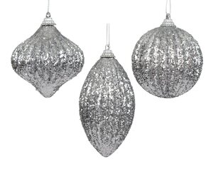 Decoris Kerstbal schuim - zilver - Ø 8 cm - afbeelding 1