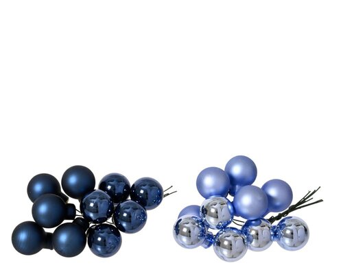 Decoris Kerstballen glas - blauw/kleur(en) - Ø 2 cm - afbeelding 1