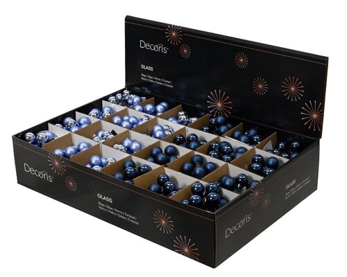 Decoris Kerstballen glas - blauw/kleur(en) - Ø 2 cm - afbeelding 2