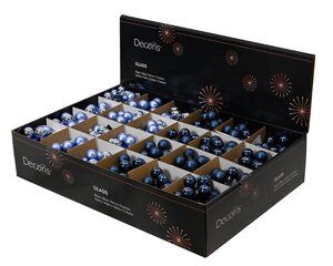 Decoris Kerstballen glas - blauw/kleur(en) - Ø 2 cm - afbeelding 2