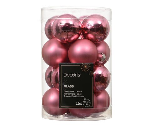 Decoris Kerstballen glas - Bloesem roze - Ø 3,5 cm - afbeelding 1