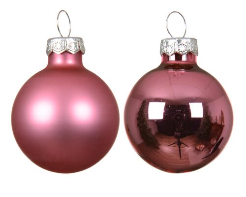 Decoris Kerstballen glas - Bloesem roze - Ø 3,5 cm - afbeelding 2