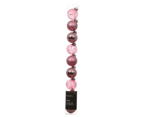 Decoris Kerstballen glas - Bloesem roze - Ø 3 cm - afbeelding 1