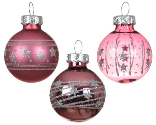 Decoris Kerstballen glas - Bloesem roze - Ø 3 cm - afbeelding 2