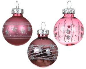 Decoris Kerstballen glas - Bloesem roze - Ø 3 cm - afbeelding 2
