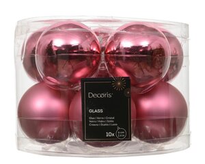 Decoris Kerstballen glas - Bloesem roze - Ø 6 cm
