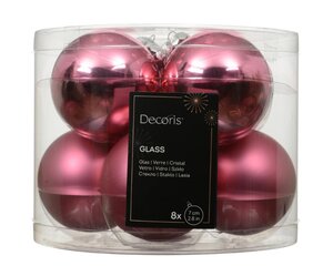 Decoris Kerstballen glas - Bloesem roze - Ø 7 cm