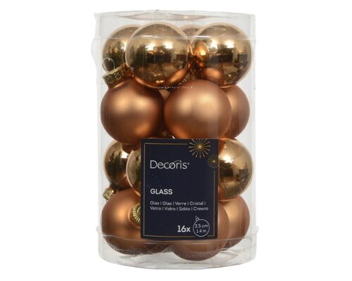 Decoris Kerstballen glas - brandy - Ø 3,5 cm - afbeelding 1