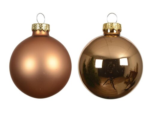 Decoris Kerstballen glas - brandy - Ø 3,5 cm - afbeelding 2