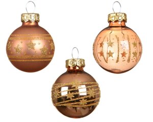 Decoris Kerstballen glas - brandy - Ø 3 cm - afbeelding 2