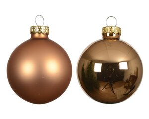 Decoris Kerstballen glas - brandy - Ø 6 cm - afbeelding 2