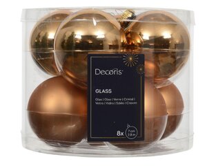 Decoris Kerstballen glas - brandy - Ø 7 cm - afbeelding 1
