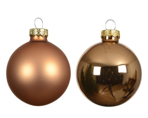 Decoris Kerstballen glas - brandy - Ø 7 cm - afbeelding 2