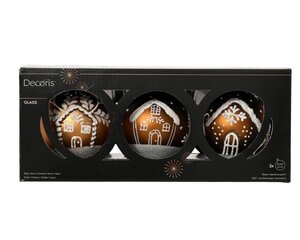 Decoris Kerstballen glas - bruin - Ø 8 cm - afbeelding 1