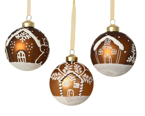 Decoris Kerstballen glas - bruin - Ø 8 cm - afbeelding 2