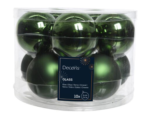 Decoris glazen kerstballen dennengroen – diameter 6 cm - afbeelding 1