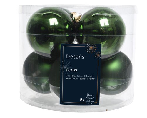 Decoris glazen kerstballen dennengroen – diameter 7 cm - afbeelding 1