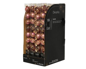 Decoris Kerstballen glas - donker roze - Ø 3 cm - afbeelding 3