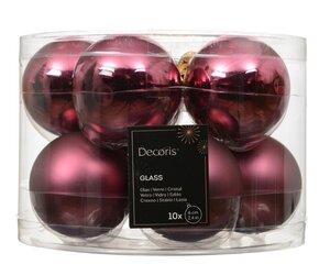 Decoris Kerstballen glas - donker roze - Ø 6 cm - afbeelding 1