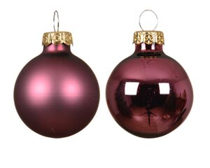 Decoris Kerstballen glas - donker roze - Ø 6 cm - afbeelding 2