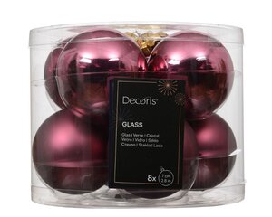 Decoris Kerstballen glas - donker roze - Ø 7 cm