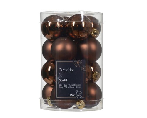 Decoris Kerstballen glas - espresso - Ø 3,5 cm - afbeelding 1