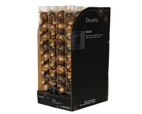 Decoris Kerstballen glas - espresso - Ø 3 cm - afbeelding 3