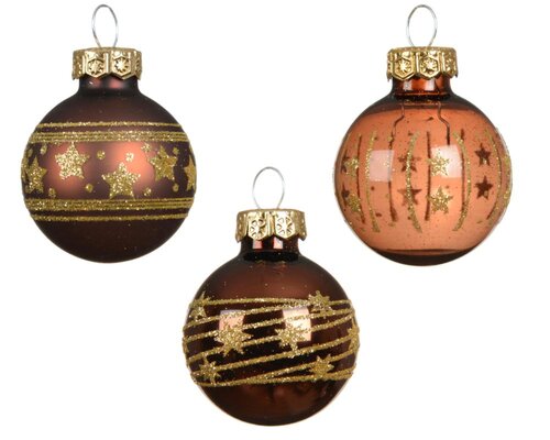 Decoris Kerstballen glas - espresso - Ø 3 cm - afbeelding 2