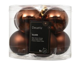 Decoris Kerstballen glas - espresso - Ø 7 cm - afbeelding 1