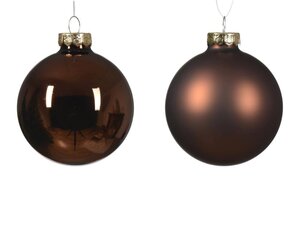 Decoris Kerstballen glas - espresso - Ø 7 cm - afbeelding 2