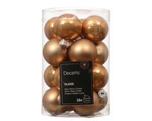 Decoris Kerstballen glas - karamel bruin - Ø 3,5 cm - afbeelding 1