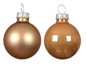 Decoris Kerstballen glas - karamel bruin - Ø 3,5 cm - afbeelding 2
