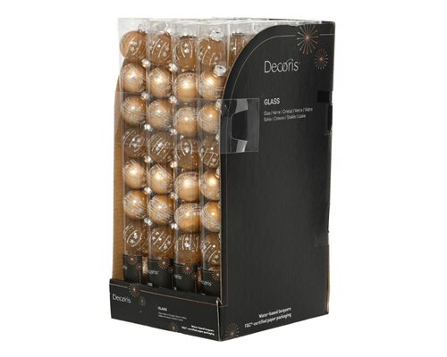 Decoris Kerstballen glas - karamel bruin - Ø 3 cm - afbeelding 3