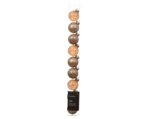 Decoris Kerstballen glas - karamel bruin - Ø 3 cm - afbeelding 1