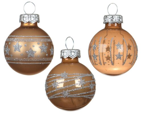 Decoris Kerstballen glas - karamel bruin - Ø 3 cm - afbeelding 2