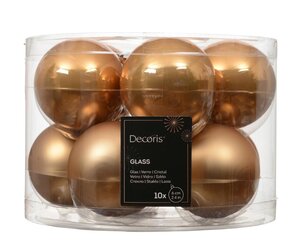 Decoris Kerstballen glas - karamel bruin - Ø 6 cm - afbeelding 1