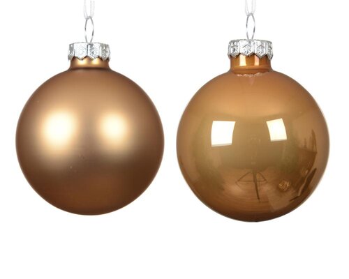 Decoris Kerstballen glas - karamel bruin - Ø 6 cm - afbeelding 2