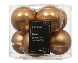 Decoris Kerstballen glas - karamel bruin - Ø 7 cm - afbeelding 1