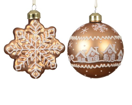 Decoris Kerstballen glas - karamel bruin - Ø 8 cm - afbeelding 1