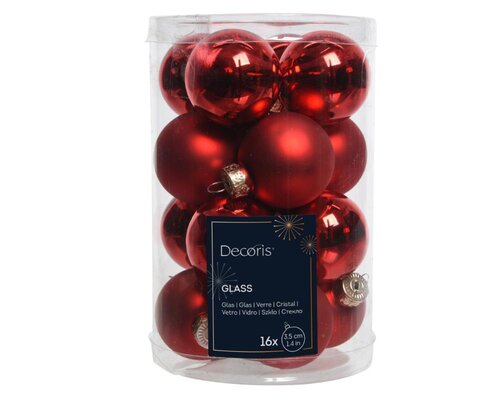 Decoris Kerstballen glas - kerstrood - Ø 3,5 cm - afbeelding 1