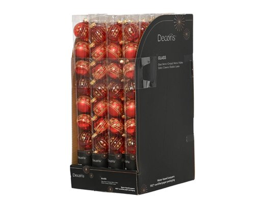 Decoris Kerstballen glas - kerstrood - Ø 3 cm - afbeelding 2