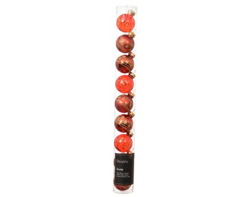 Decoris Kerstballen glas - kerstrood - Ø 3 cm - afbeelding 1