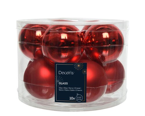 Decoris Kerstballen glas - kerstrood - Ø 6 cm - afbeelding 1