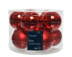 Decoris Kerstballen glas - kerstrood - Ø 6 cm - afbeelding 1