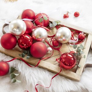 Decoris Kerstballen glas - kerstrood - Ø 6 cm - afbeelding 2